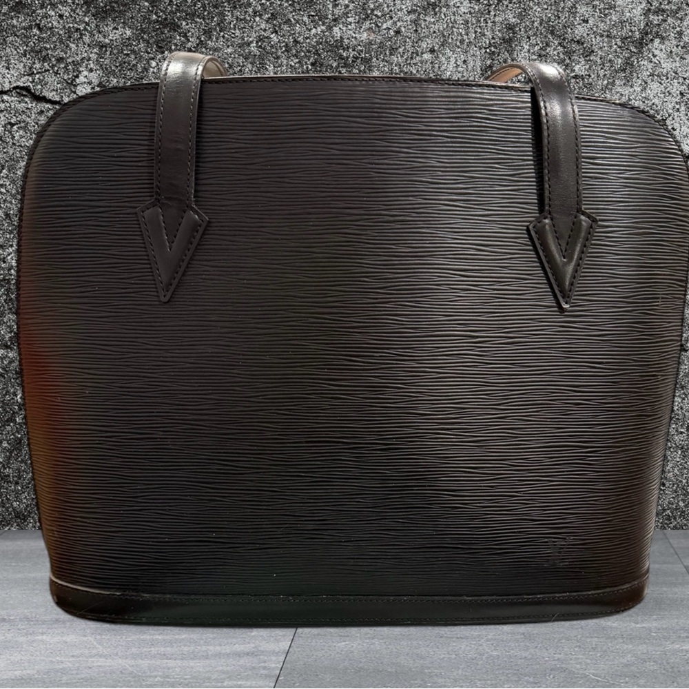 Vintage Louis Vuitton Black Epi Leather Lussac Tote Bag Large 17” x 12” Good